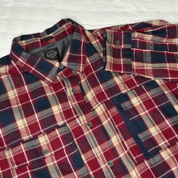 Wrangler ATG Long Sleeve Shirt Men's XL Red Blue Plaid Utility Organic Cotton - Picture 3 of 11